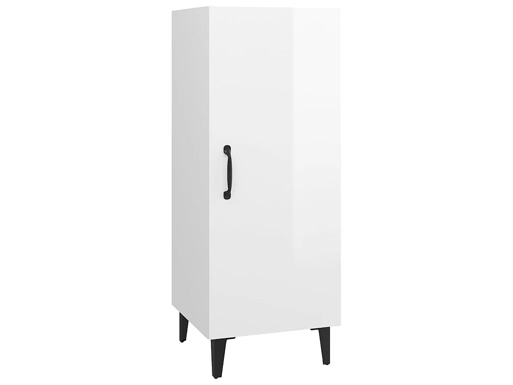 Aparador de madera contrachapada blanco brillante 34,5x34x90 cm ES58863