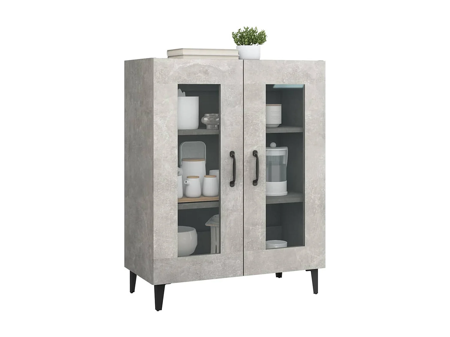 Buffet gris béton 69,5x34x90 cm bois d'ingénierie EGER54899