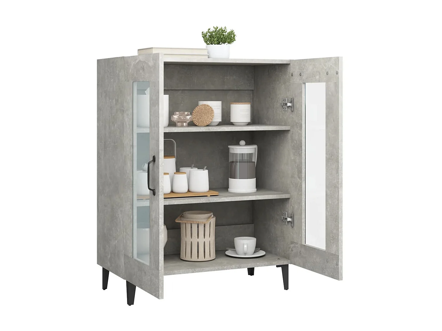 Buffet gris béton 69,5x34x90 cm bois d'ingénierie EGER54899