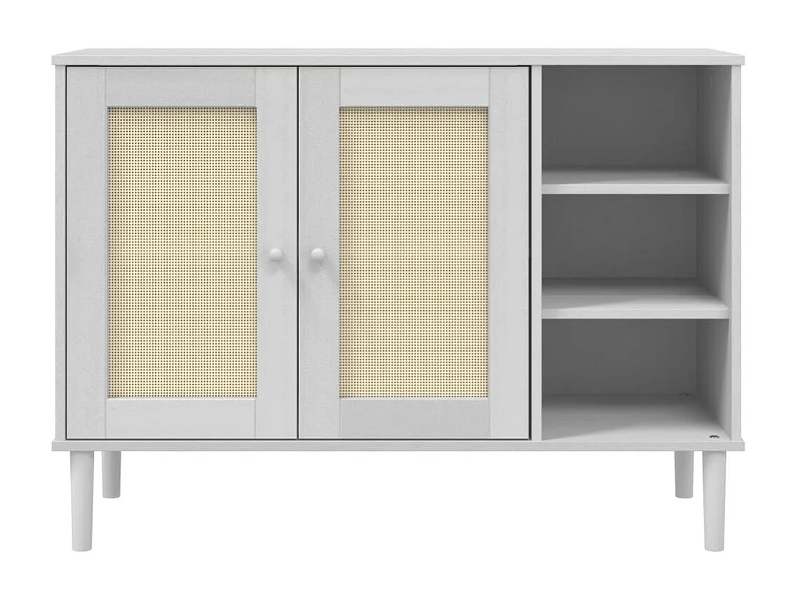 Aparador SENJA aspeto de vime 112x40x80 cm pinho maciço branco PT191150