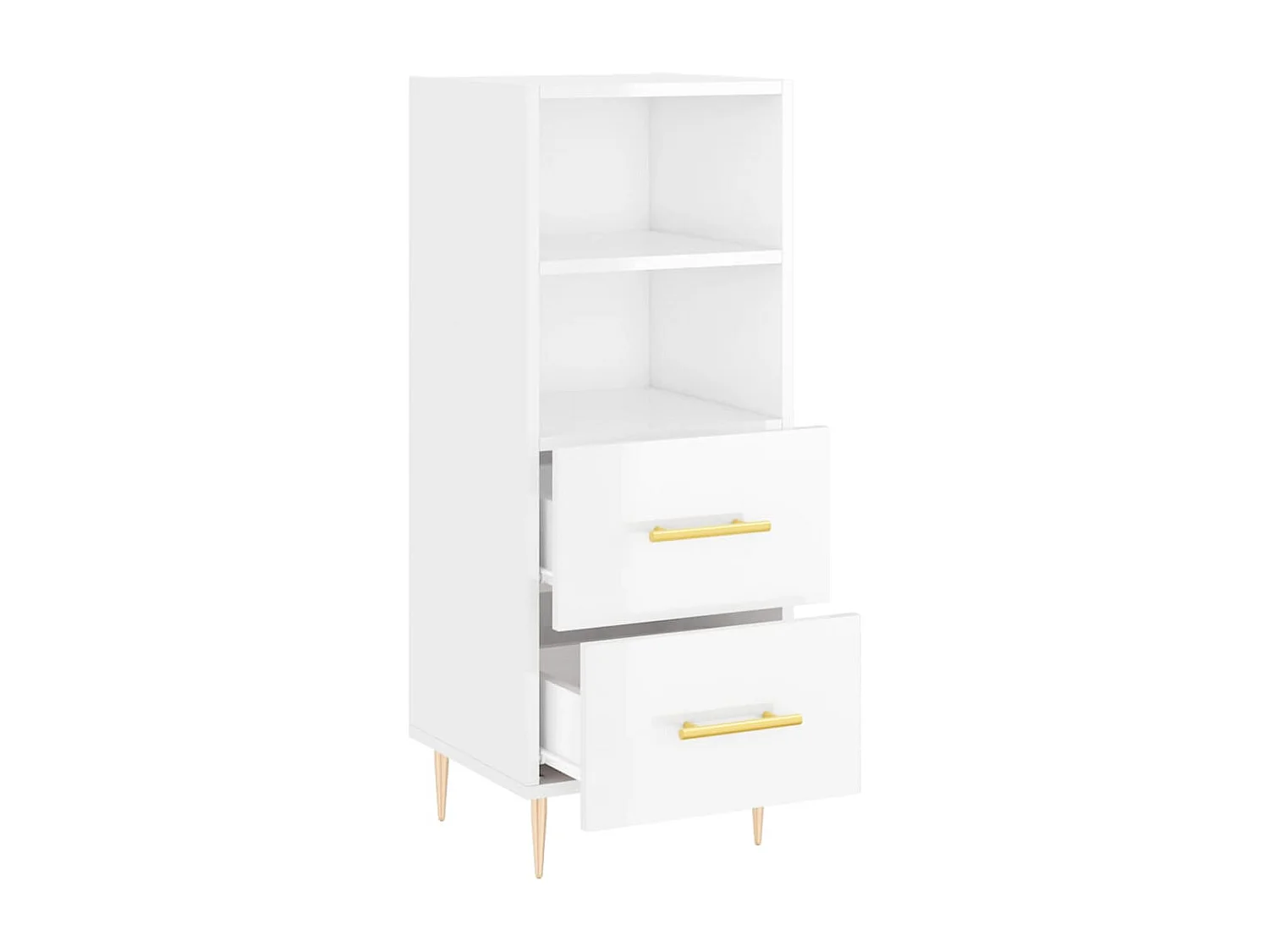Buffet Blanc brillant 34,5x34x90 cm Bois d'ingénierie QWE63532