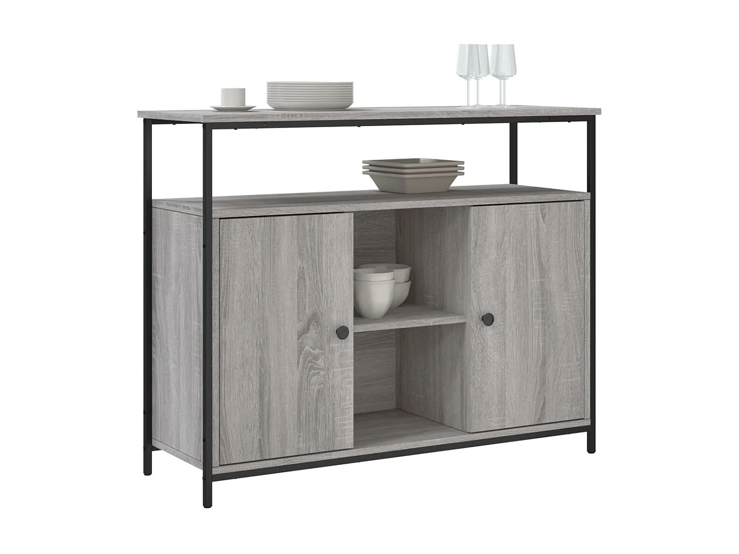 Buffet sonoma gris 100x35x80 cm bois d'ingénierie QWE21712