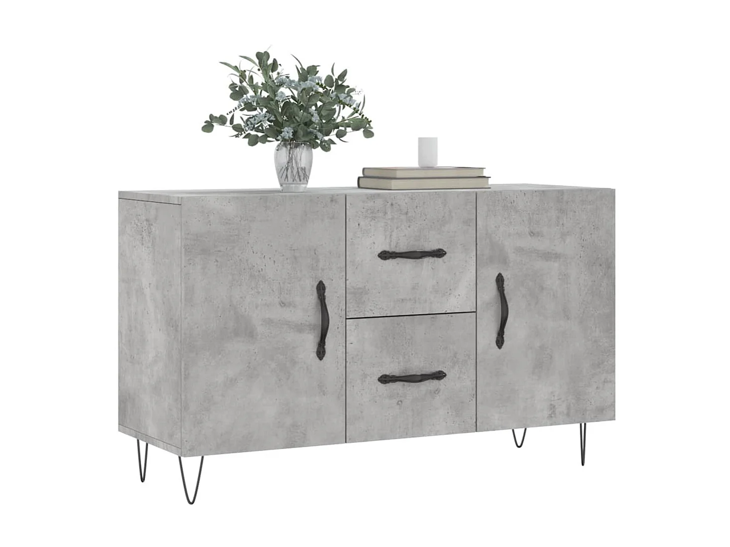 Buffet gris béton 100x36x60 cm bois d'ingénierie QWE66303