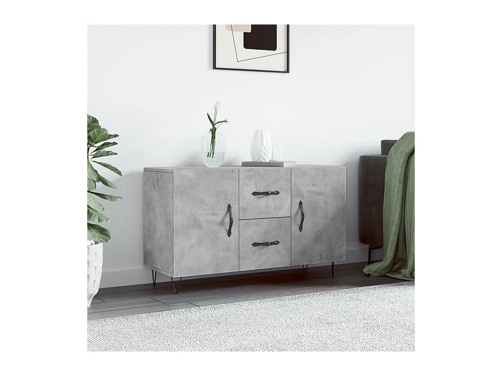 Buffet gris béton 100x36x60 cm bois d'ingénierie QWE66303