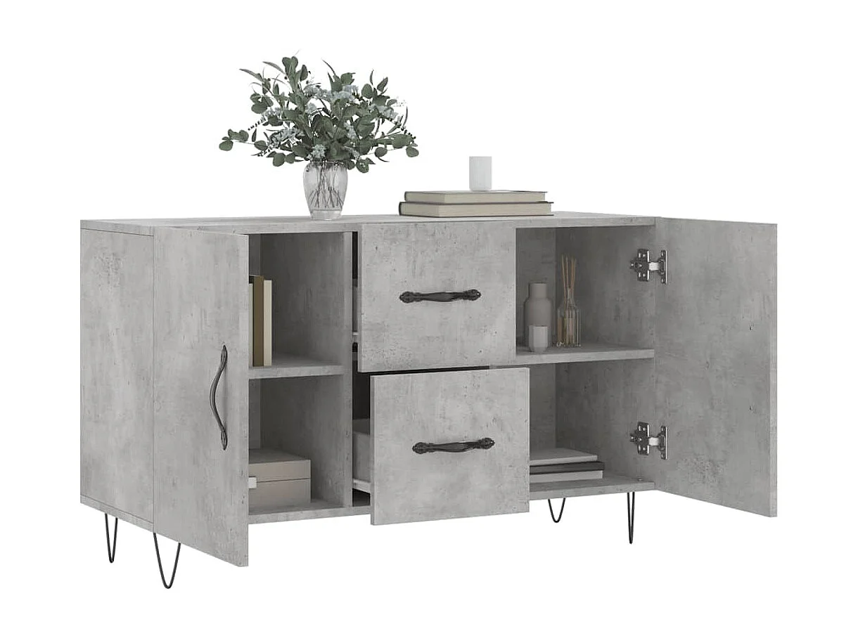 Buffet gris béton 100x36x60 cm bois d'ingénierie QWE66303