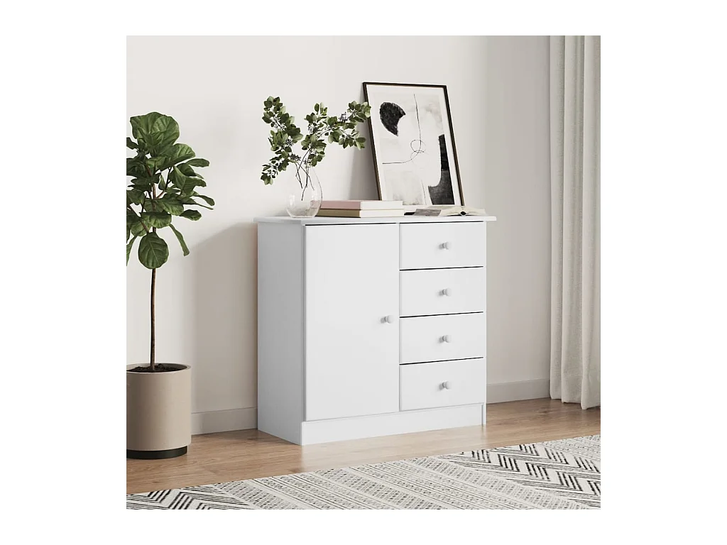 Buffet ALTA blanc 77x35x73 cm bois massif de pin QWE54996