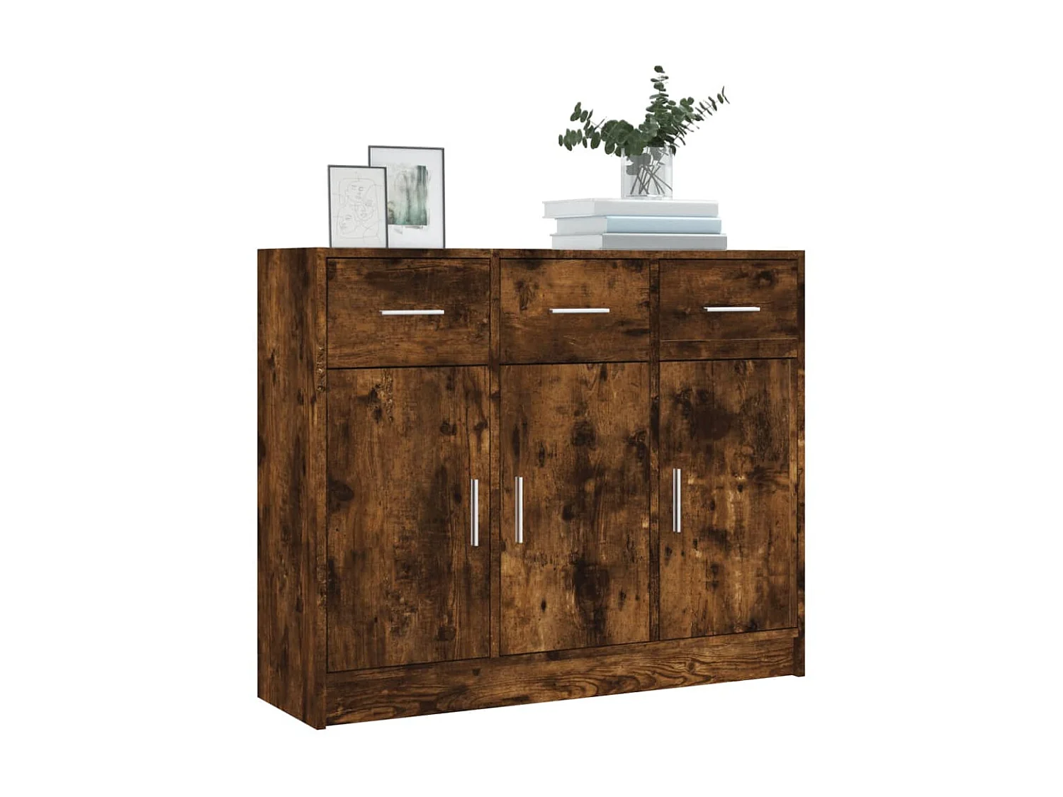 Aparador madera de ingeniería roble ahumado 91x28x75 cm ES92508