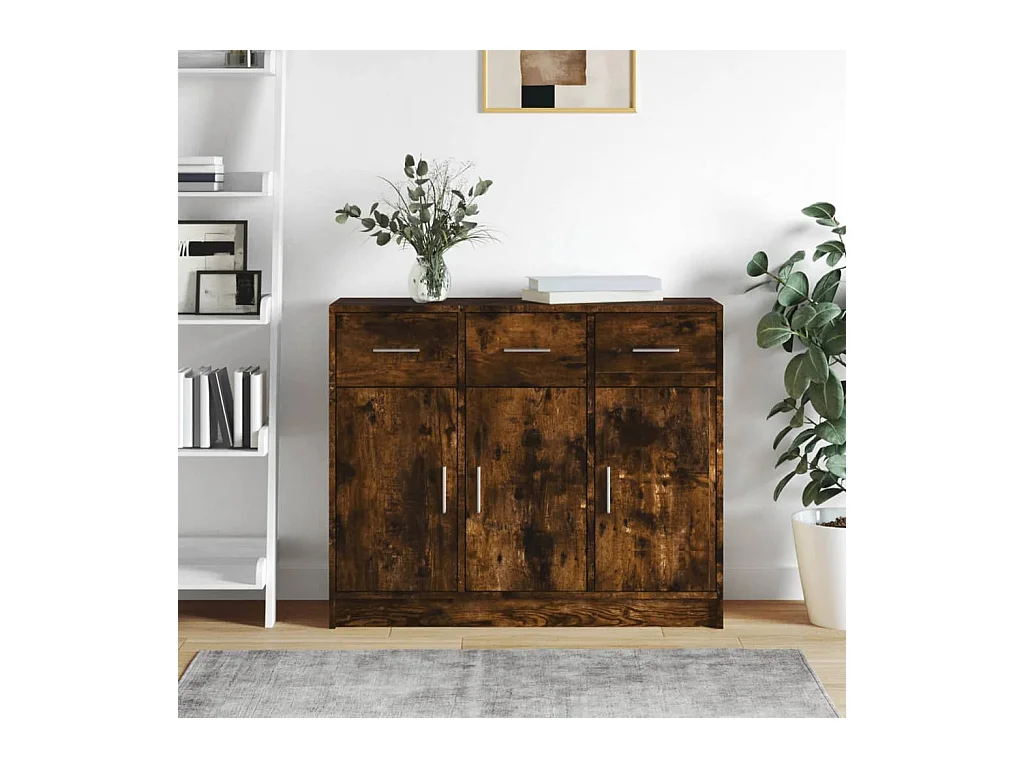 Buffet chêne fumé 91x28x75 cm bois d'ingénierie QWE59501