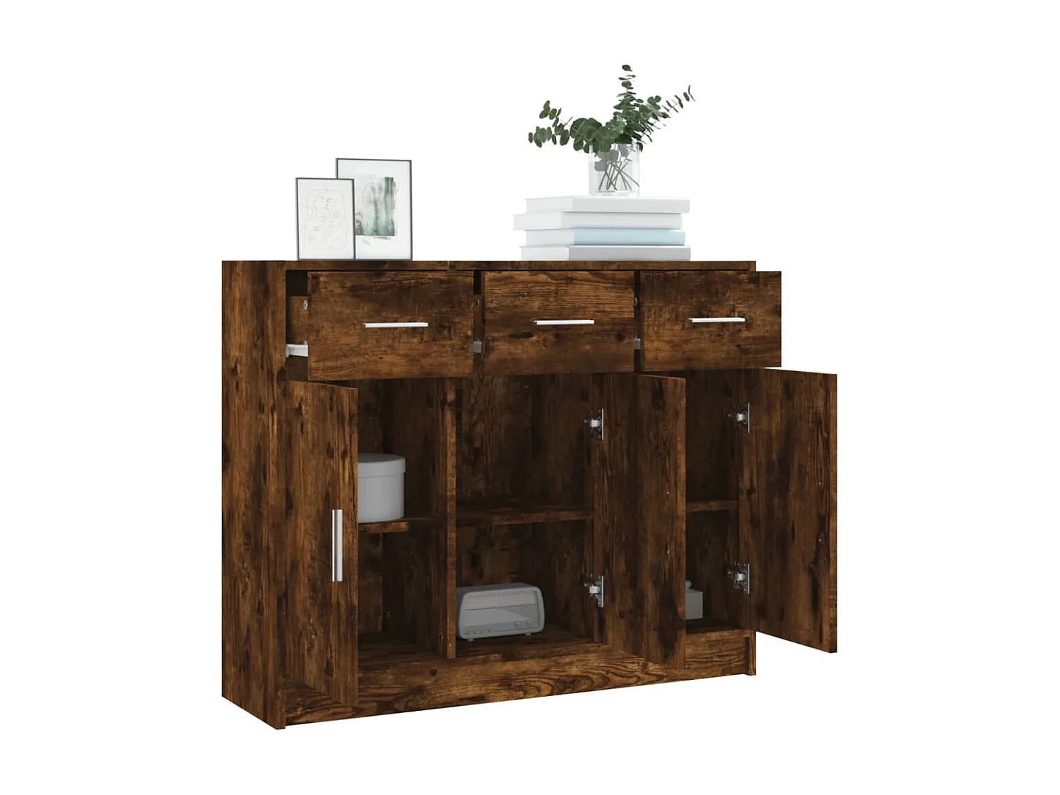 Aparador 91x28x75 cm derivados de madeira carvalho fumado PT178156