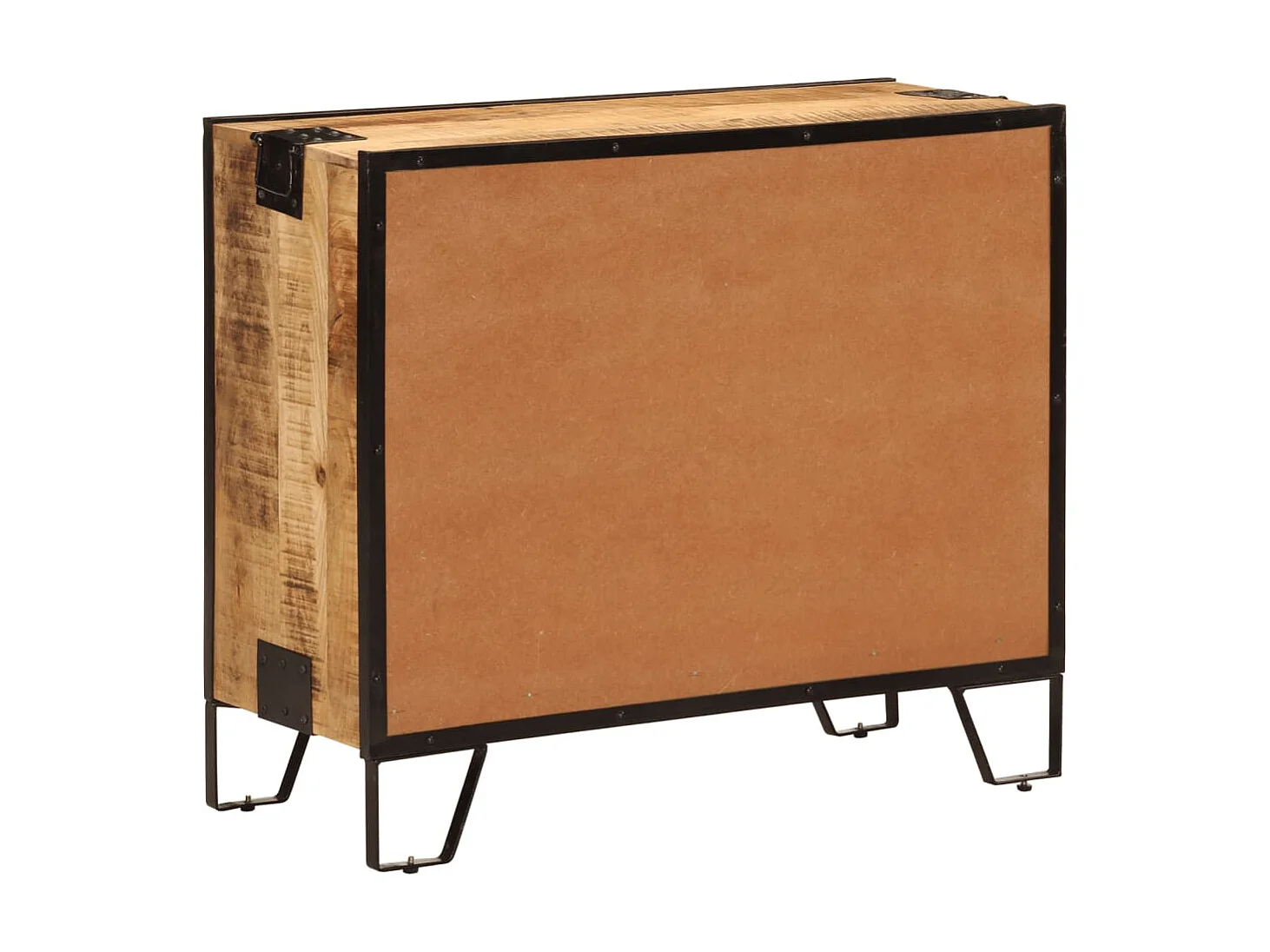 Buffet 80x31x66 cm bois de manguier brut massif et métal QWE64936