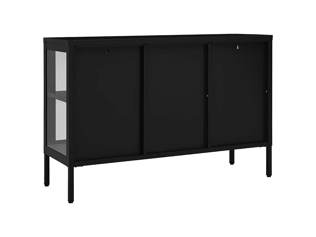 Buffet Noir 105x35x70 cm Acier et verre EGER68983