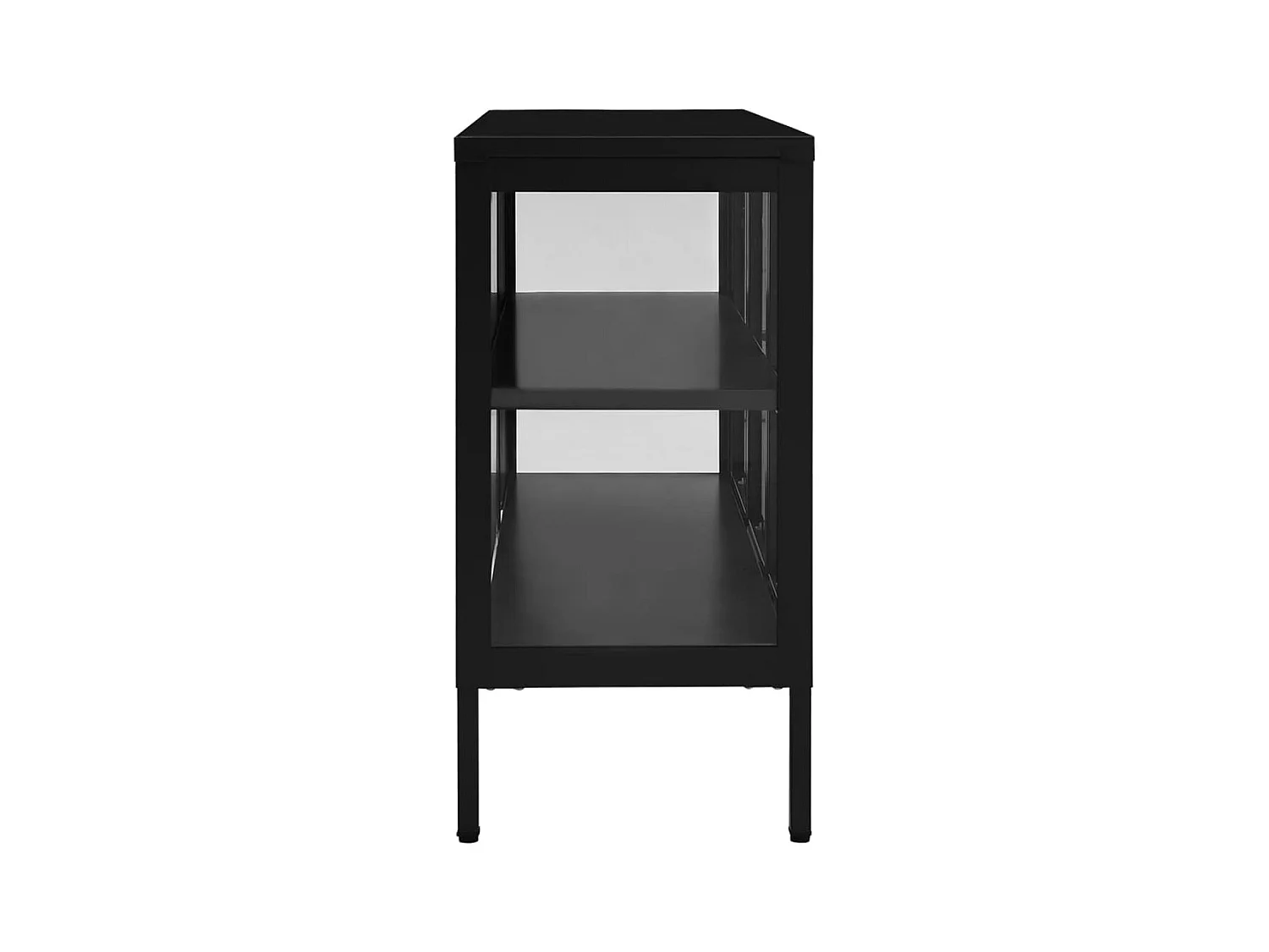 Buffet Noir 105x35x70 cm Acier et verre EGER68983