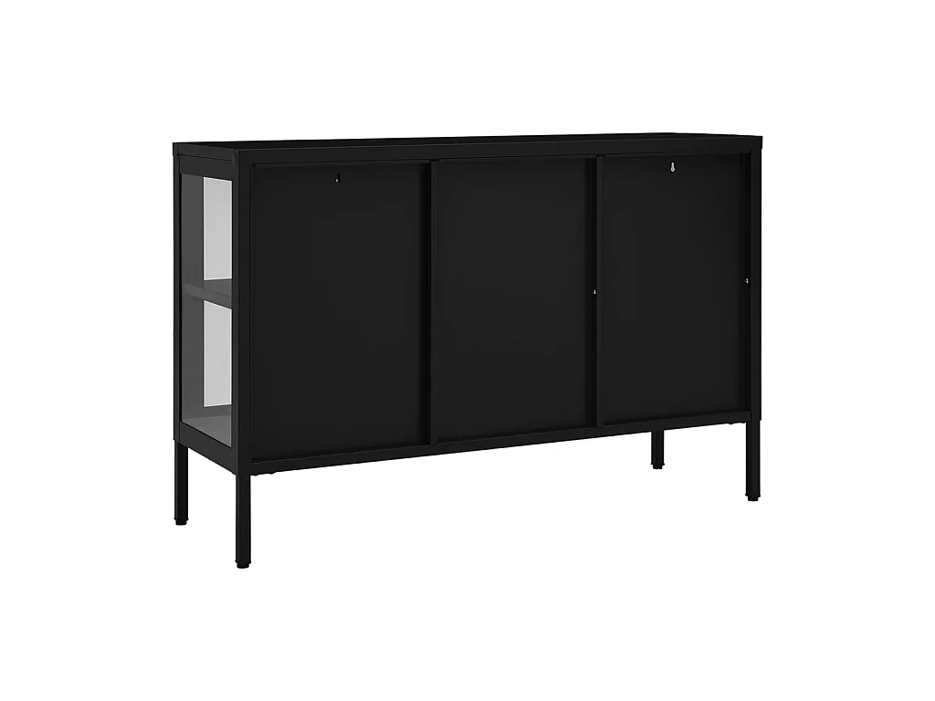 Buffet Noir 105x35x70 cm Acier et verre EGER68983