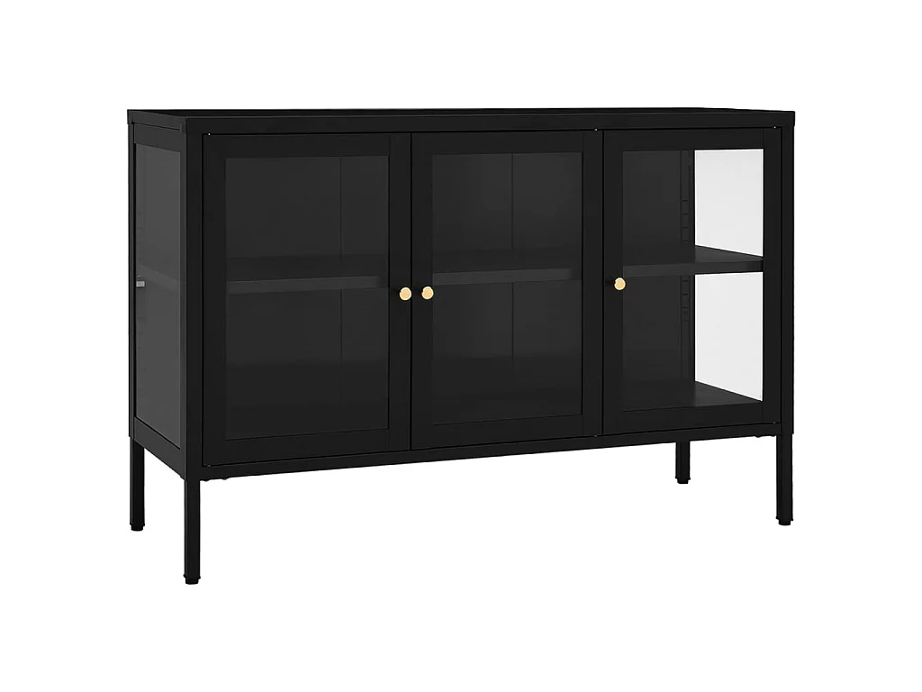 Buffet Noir 105x35x70 cm Acier et verre EGER68983