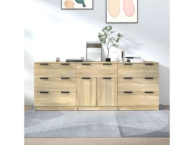 Buffets 3 pcs Chêne sonoma Bois d'ingénierie EGER95777