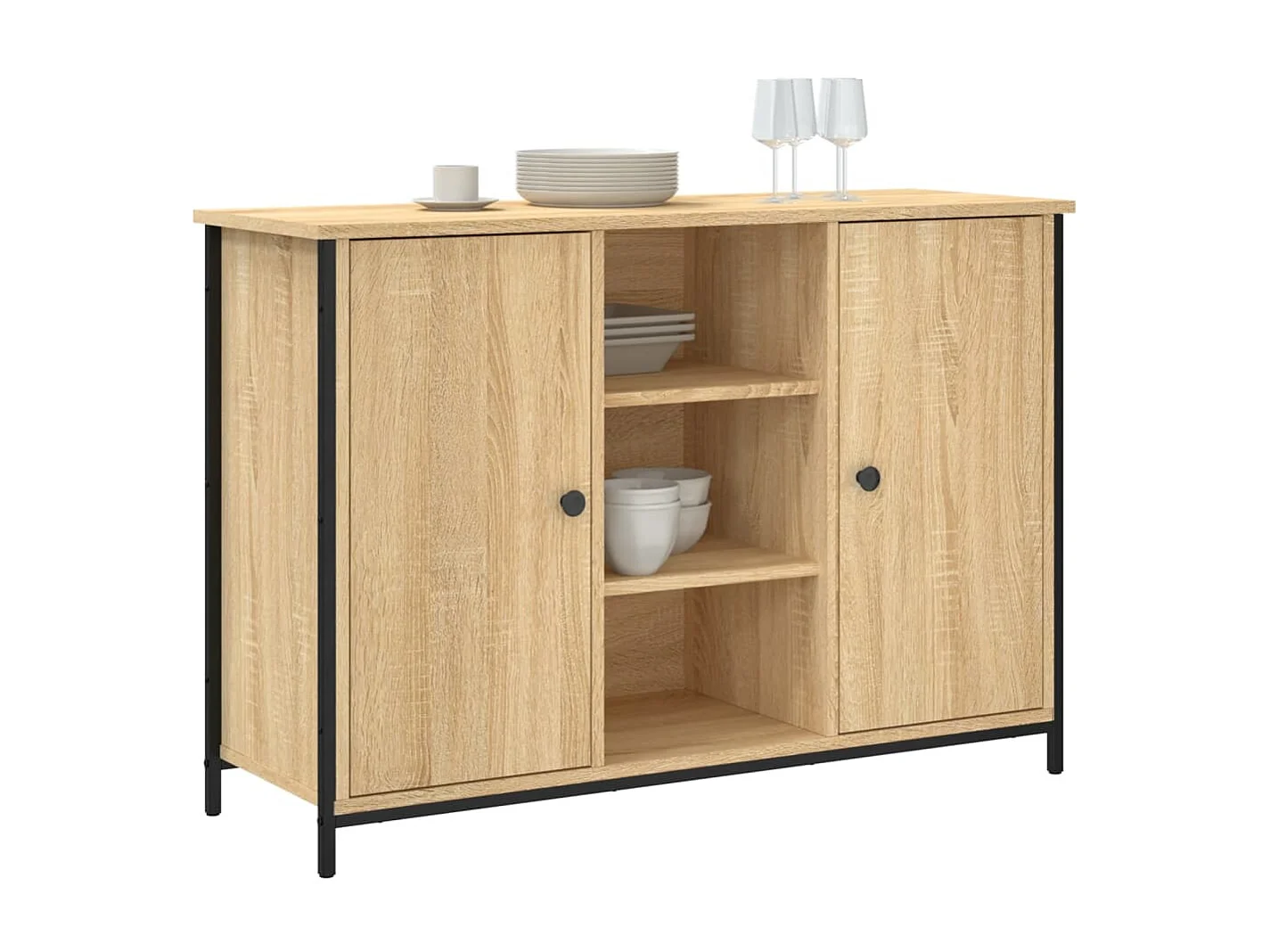 Aparador de madera de ingeniería roble Sonoma 100x35x70 cm ES81485