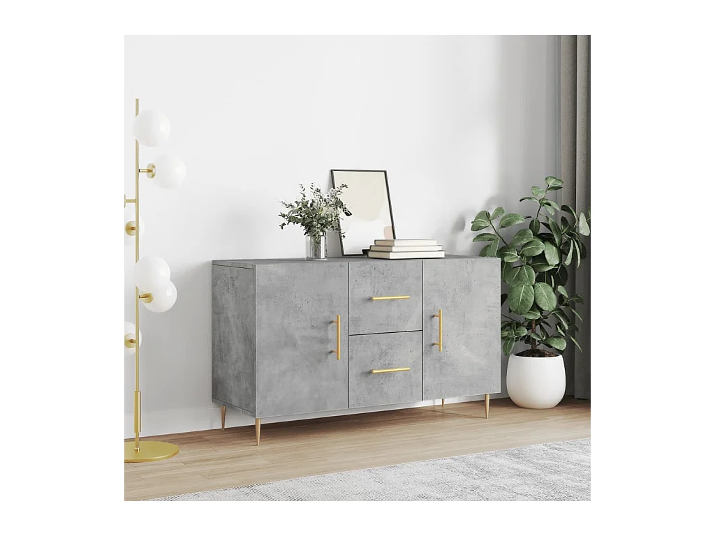 Buffet gris béton 100x36x60 cm bois d'ingénierie QWE57294