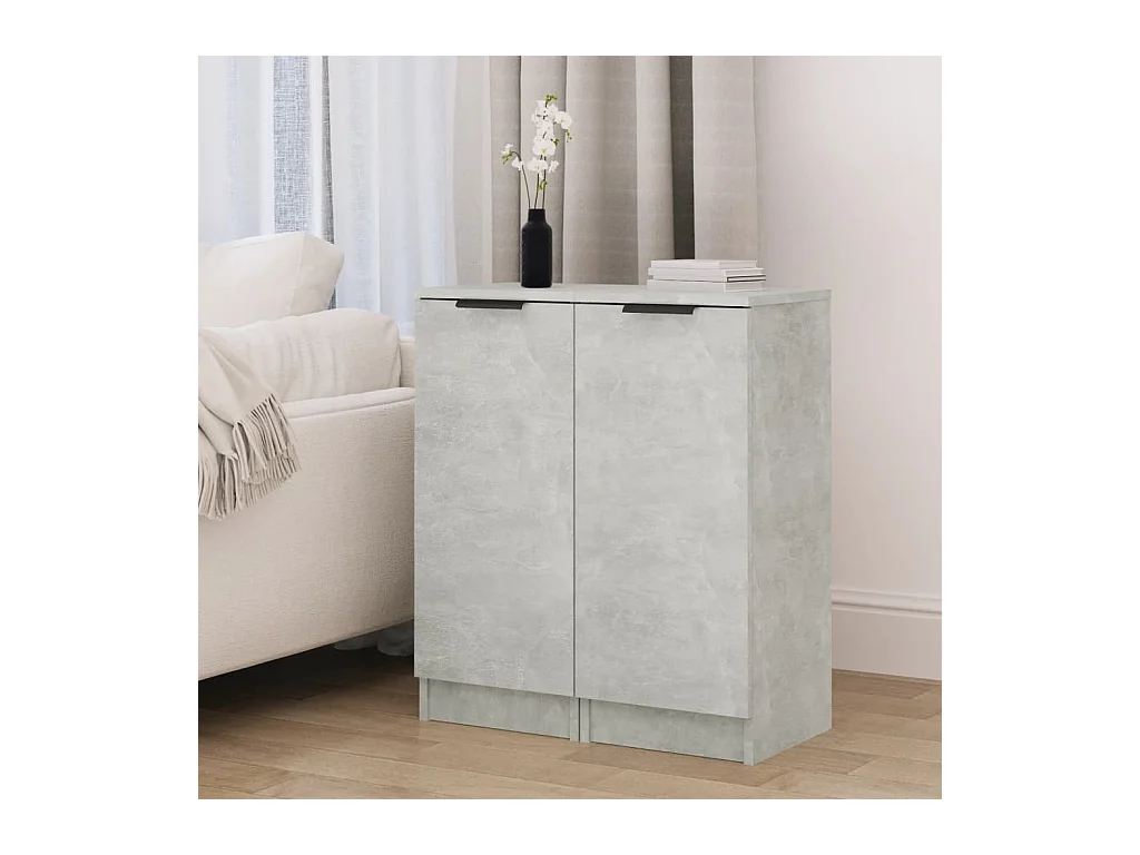 lot de 2 Buffets Gris béton 30x30x70 cm Bois d'ingénierie QWE85252