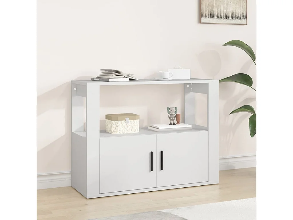 Buffet Blanc 80x30x60 cm Bois d'ingénierie EGER27440