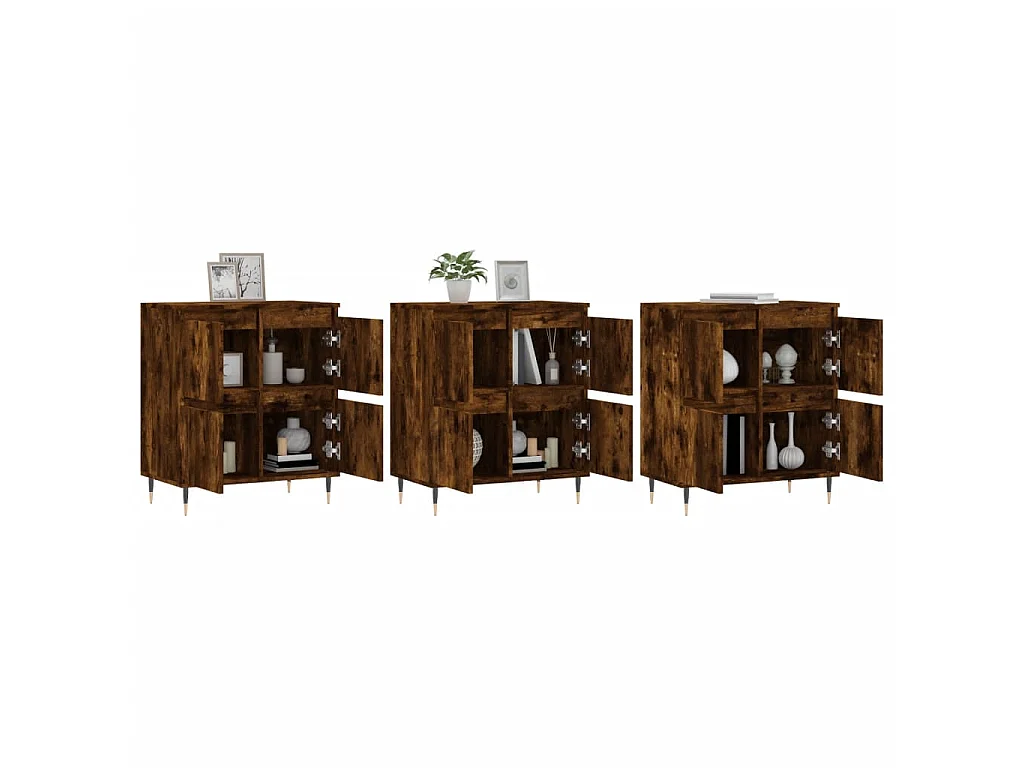 lot de 3 Buffets Chêne fumé Bois d'ingénierie QWE29755