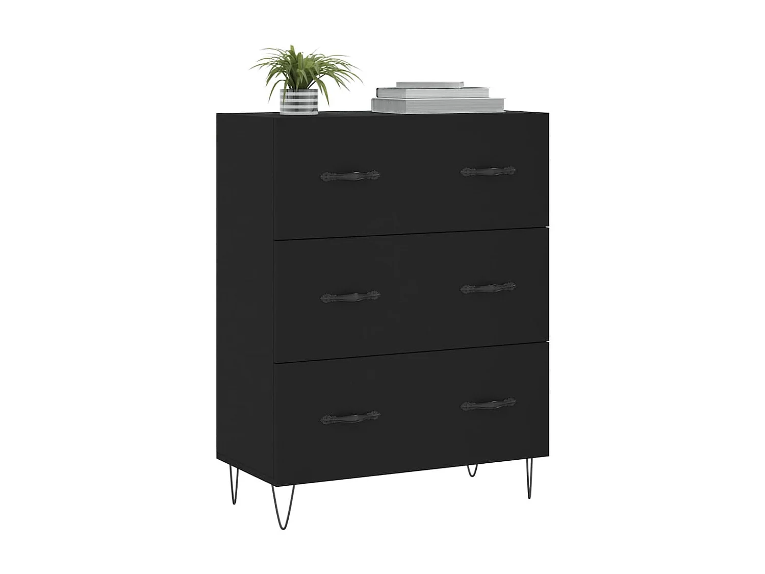 Buffet noir 69,5x34x90 cm bois d'ingénierie QWE78657