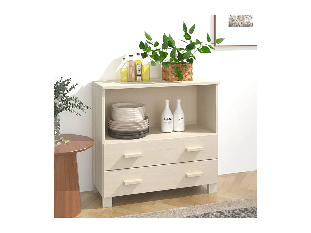 Buffet HAMAR Marron miel 85x35x80 cm Bois massif de pin EGER44047