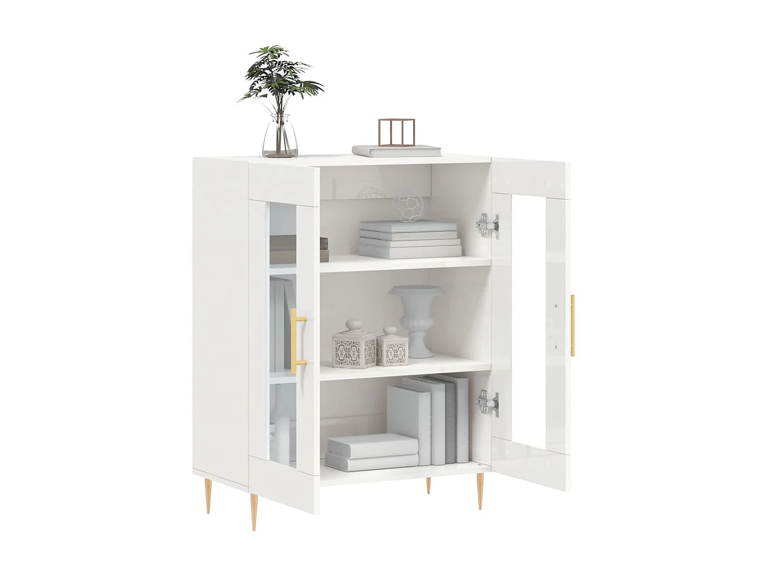 Buffet Blanc brillant 69,5x34x90 cm Bois d'ingénierie QWE86536