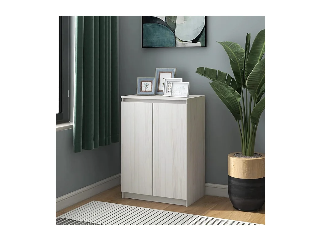 Buffet Blanc 60x36x84 cm Bois de pin massif EGER19741