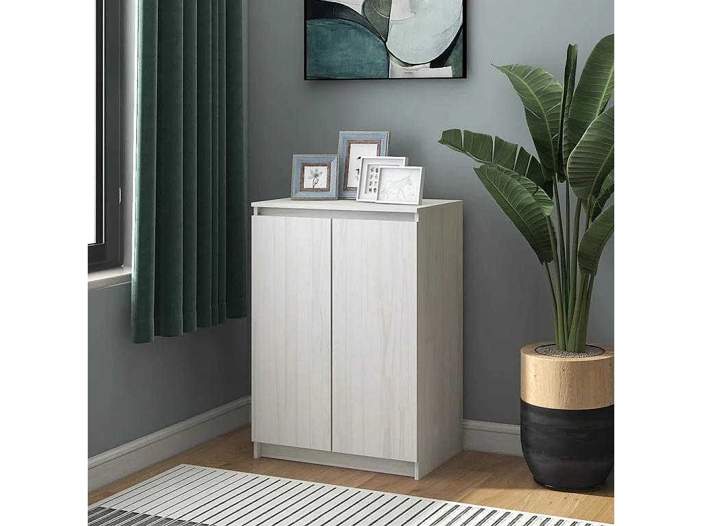 Aparador madera maciza de pino blanco 60x36x84 cm ES36602