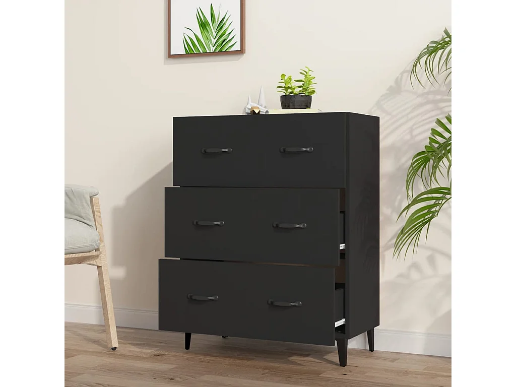 Dressoir 69,5x34x90 cm bewerkt hout zwart NL975096