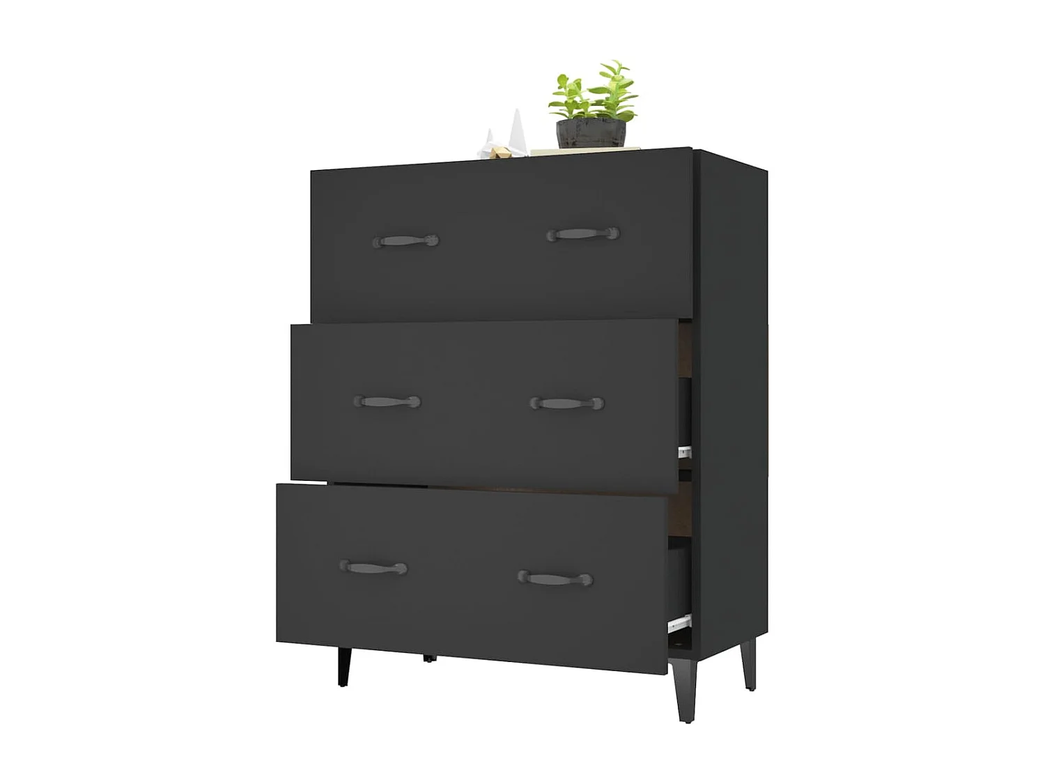 Dressoir 69,5x34x90 cm bewerkt hout zwart NL975096