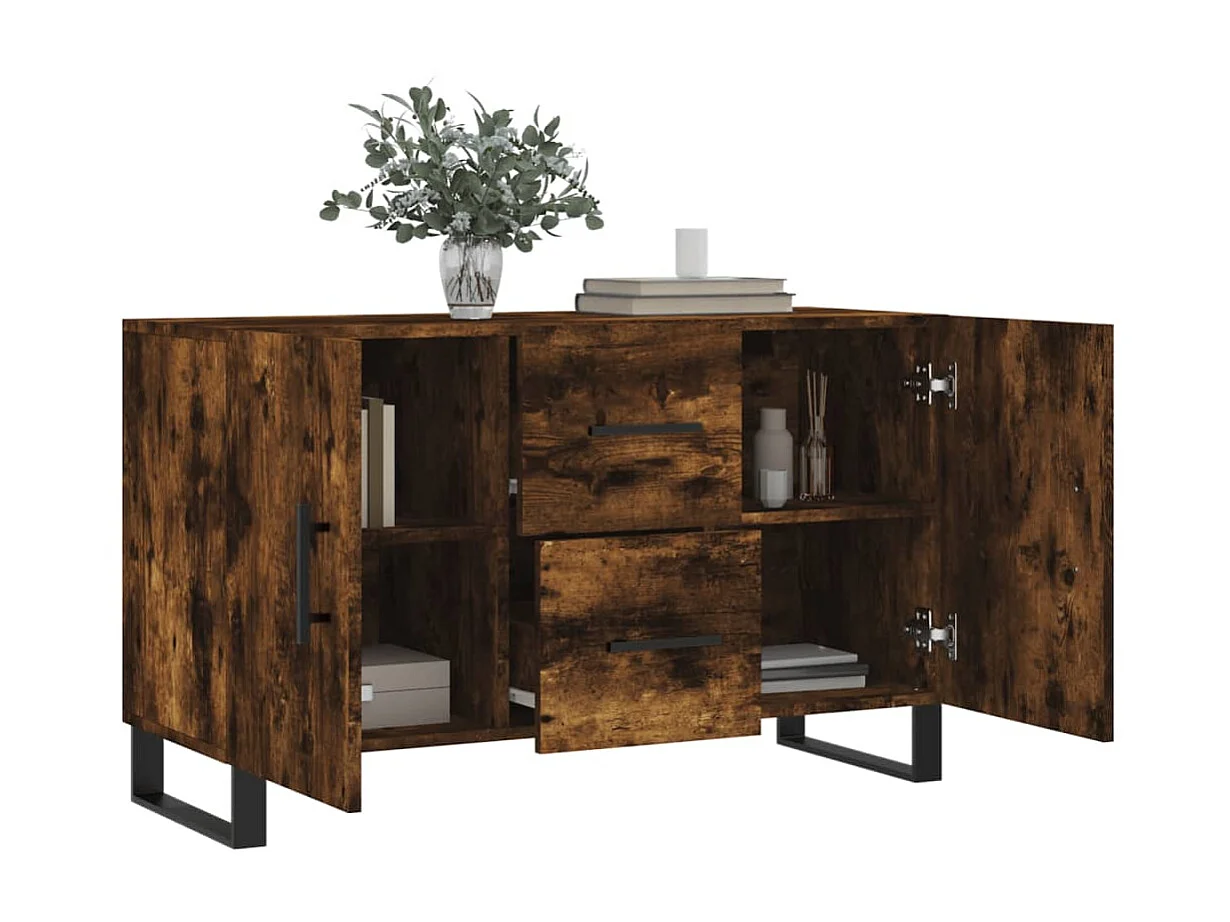 Aparador madera de ingeniería roble ahumado 100x36x60 cm ES61289