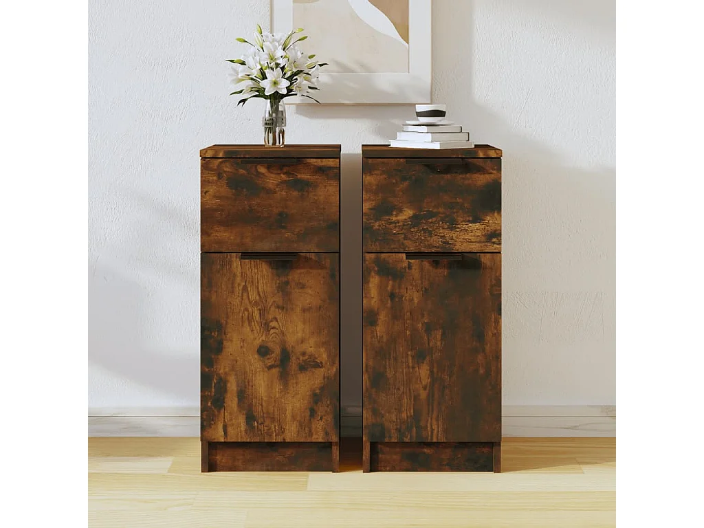 Buffets 2 pcs Chêne fumé 30x30x70 cm Bois d'ingénierie EGER48230