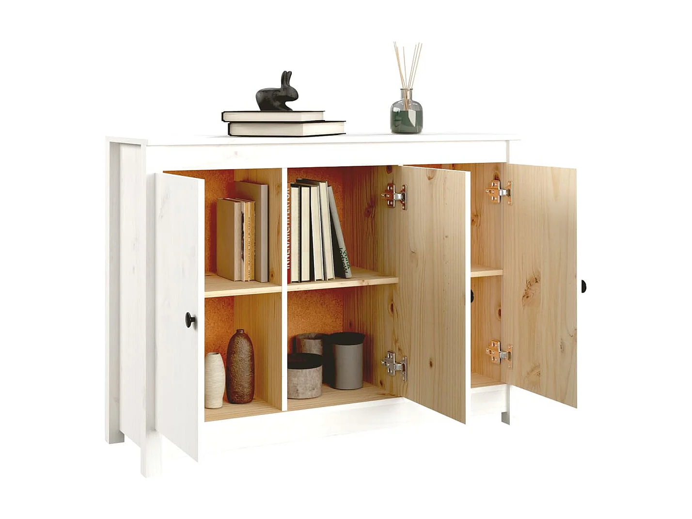 Dressoir 100x35x74 cm massief grenenhout wit NL948812