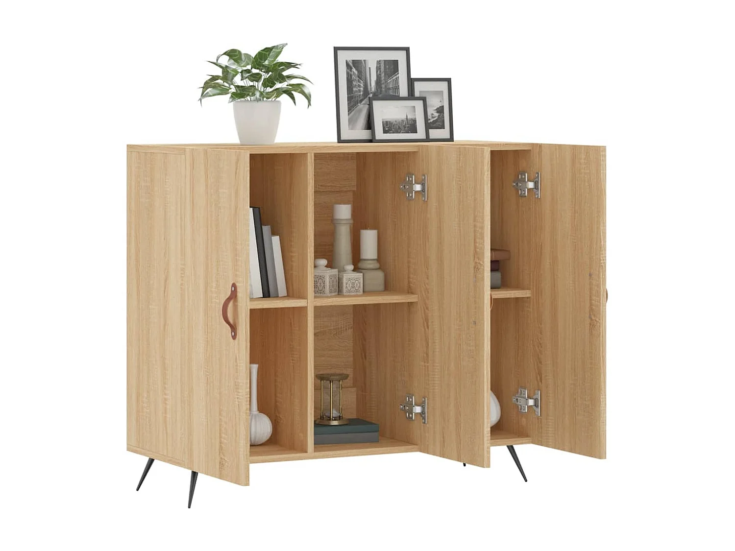 Buffet chêne sonoma 90x34x80 cm bois d'ingénierie QWE38140