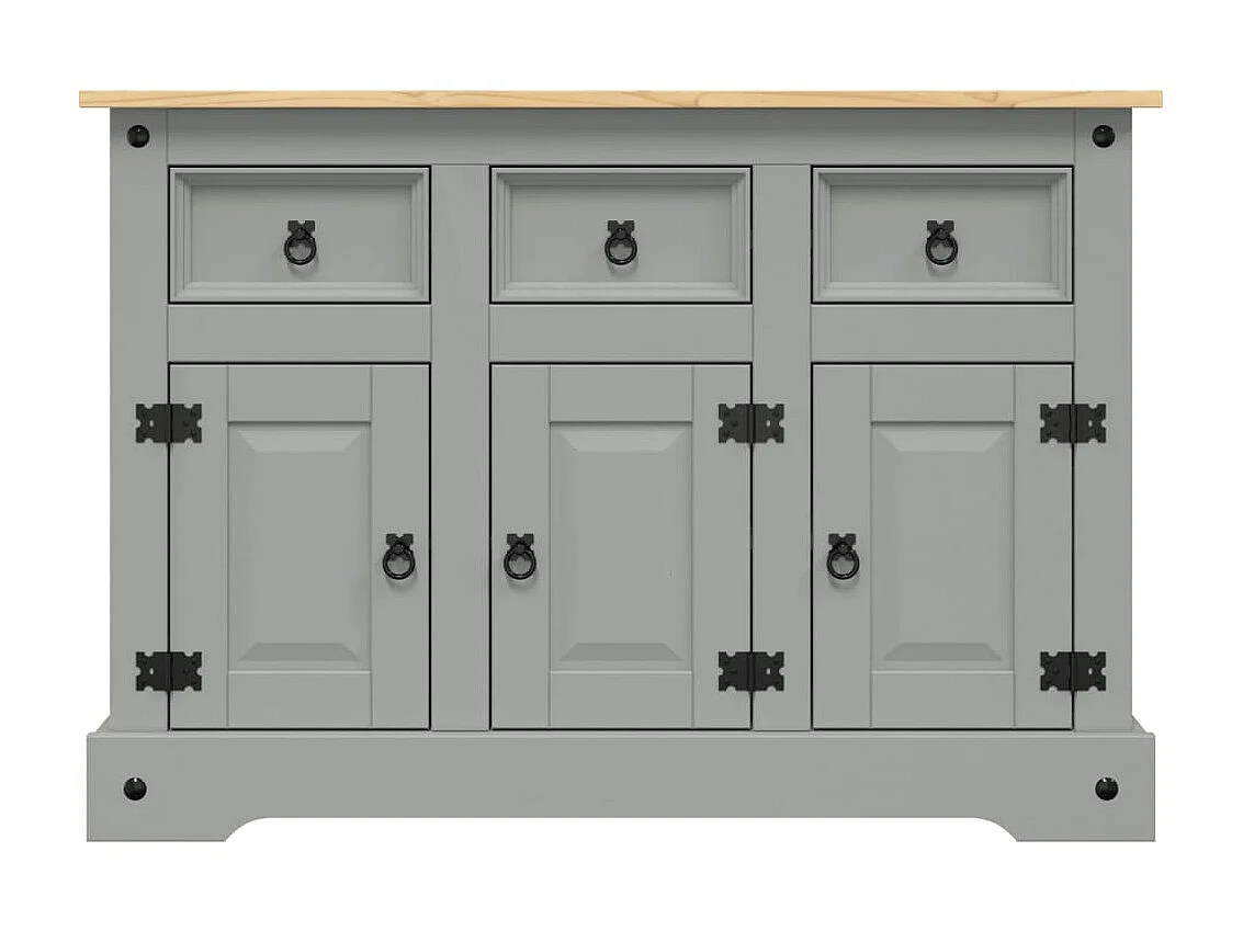 Buffet Corona gris 112x43x78 cm bois massif pin mexicain QWE52124
