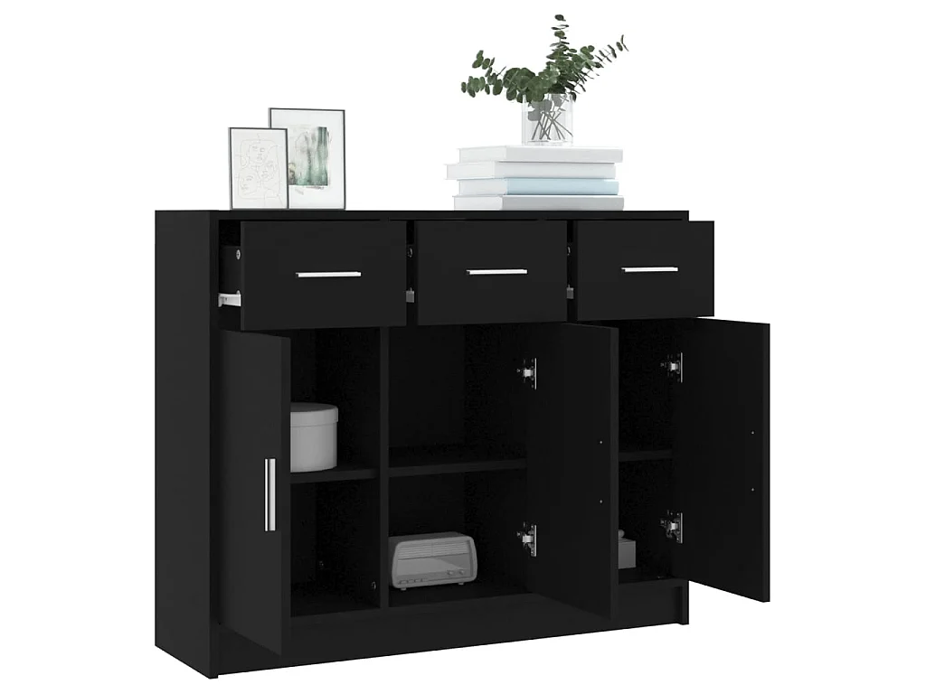 Dressoir 91x28x75 cm bewerkt hout zwart NL238504