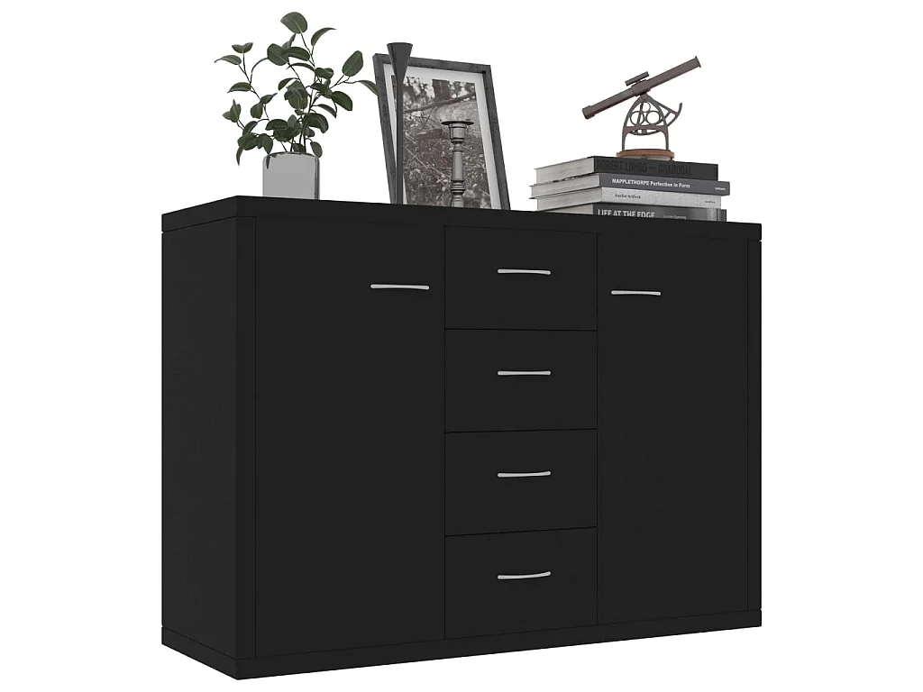 Buffet Noir 88x30x65 cm Aggloméré EGER70333