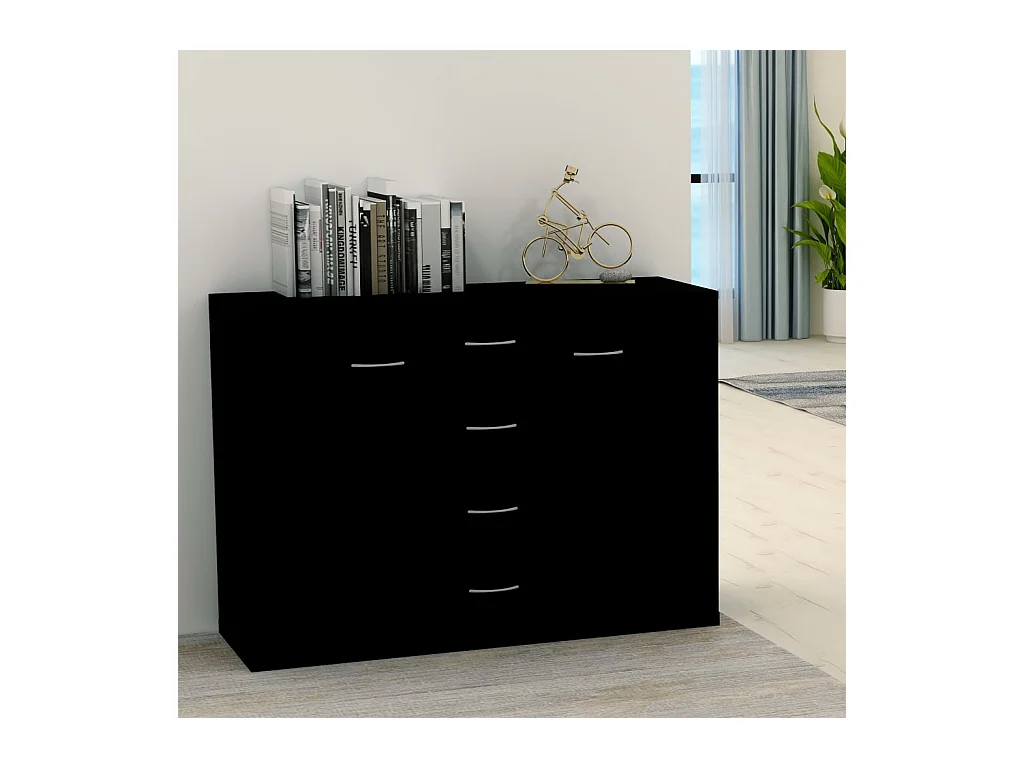 Buffet Noir 88x30x65 cm Aggloméré EGER70333