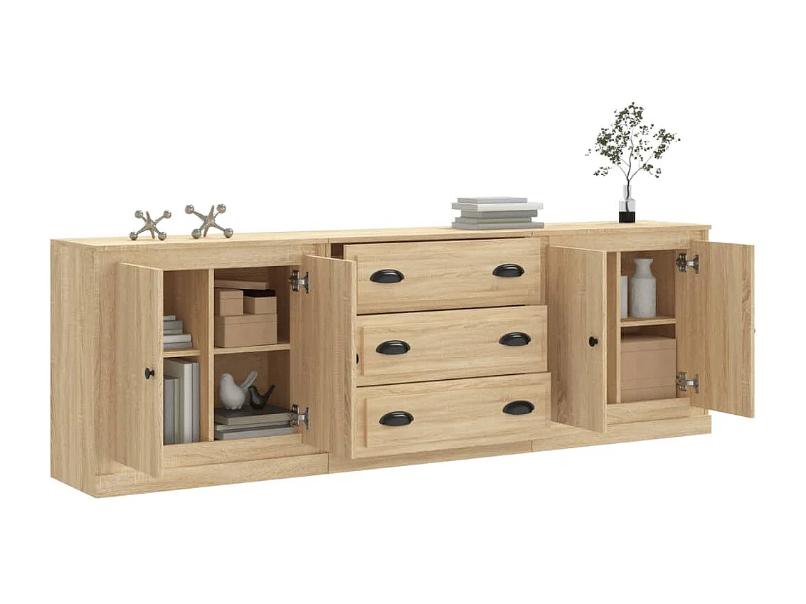 Buffets 3 pcs Chêne sonoma Bois d'ingénierie EGER42214