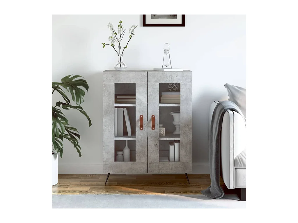 Buffet gris béton 69,5x34x90 cm bois d'ingénierie QWE51227