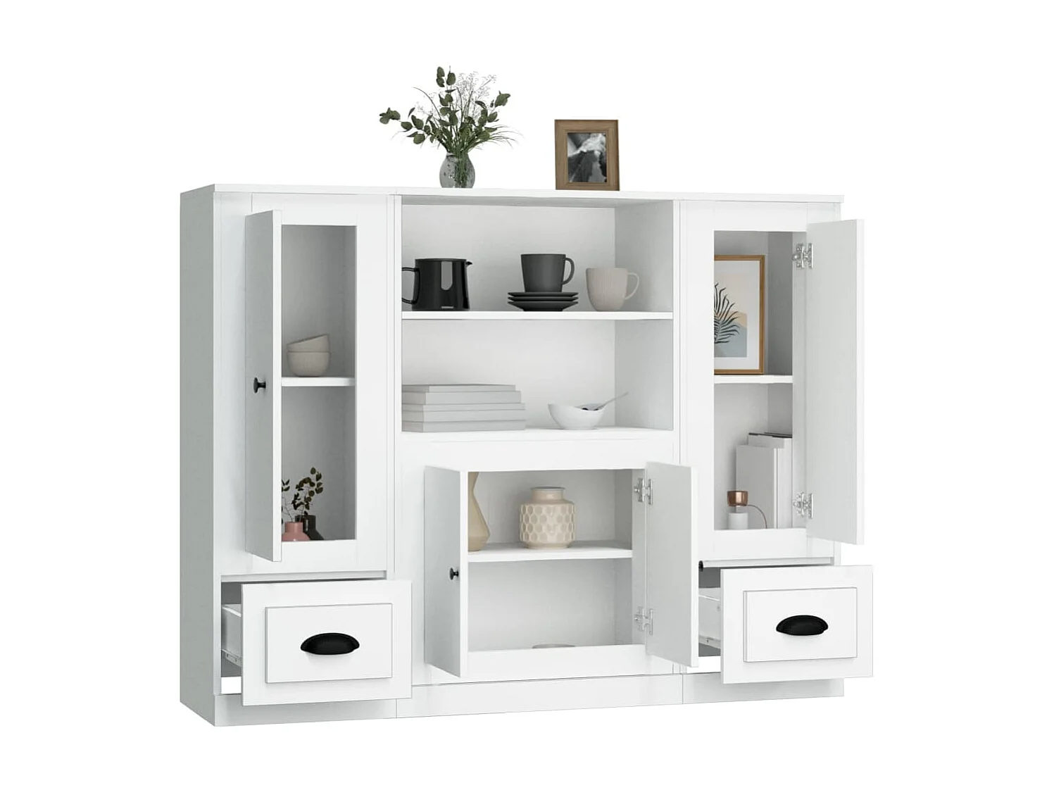 3 Stk.Highboards,Kommode Weiß Holzwerkstoff -gkd987756