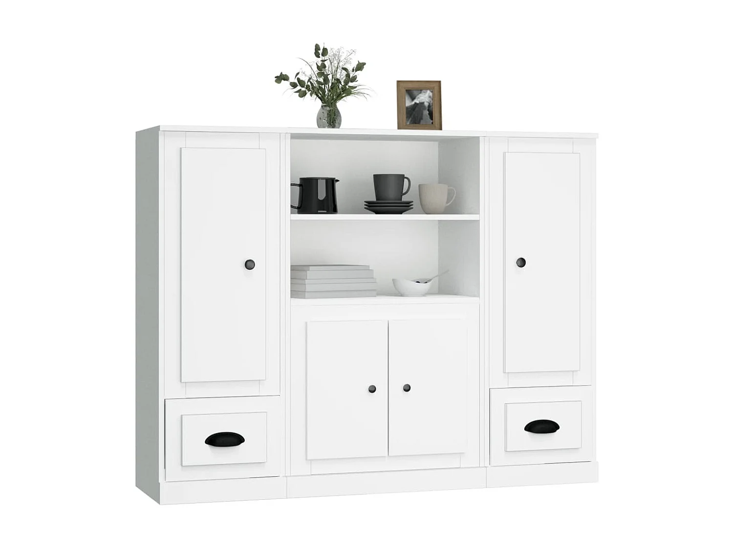 3 Stk.Highboards,Kommode Weiß Holzwerkstoff -gkd987756