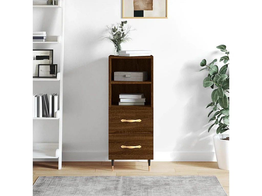 Buffet Chêne marron 34,5x34x90 cm Bois d'ingénierie QWE87613