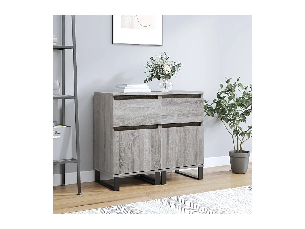 lot de 2 Buffets sonoma gris 40x35x70 cm bois d'ingénierie QWE39720