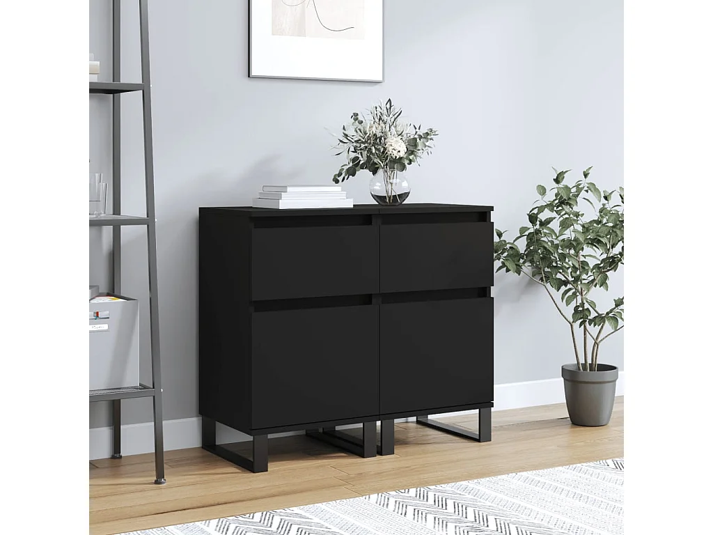 Aparadores 2 pcs 40x35x70 cm derivados de madeira preto PT584056