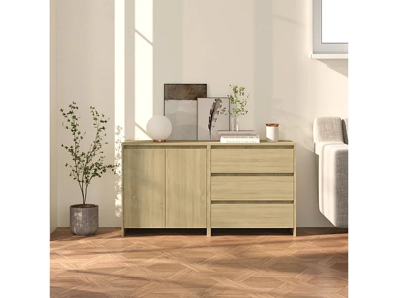 Aparador de 2 piezas madera manufacturada color roble Sonoma ES20071