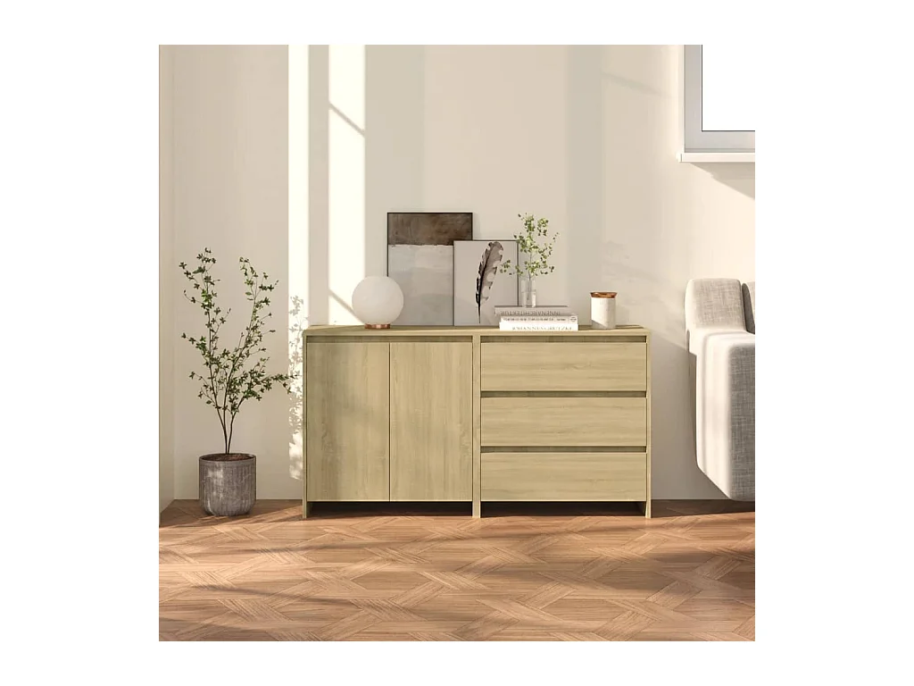 Buffets 2 pcs Chêne sonoma Bois d'ingénierie EGER95606