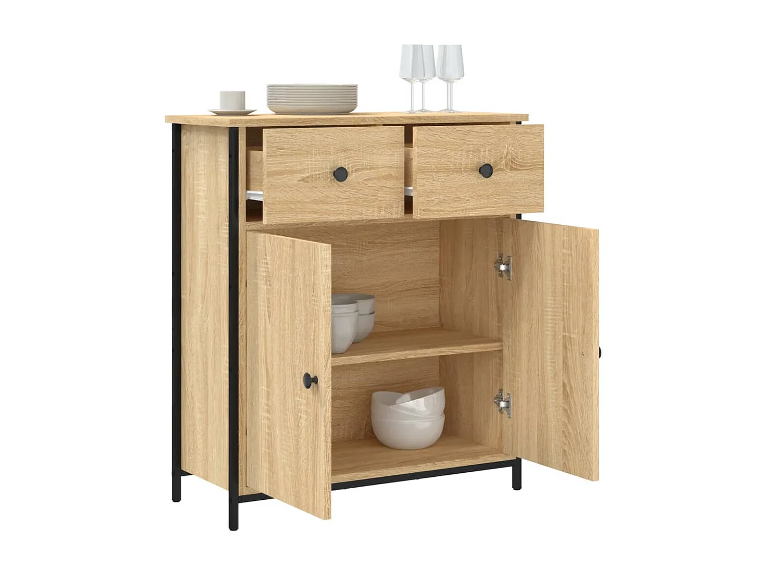 Buffet chêne sonoma 70x30x80 cm bois d'ingénierie QWE87868