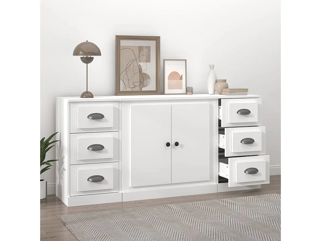 Buffets 3 pcs Blanc Bois d'ingénierie EGER18437